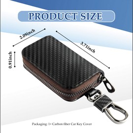 SSNNUU Car Key Cover,Carbon Fiber Car Key Fob Protector,Leather Key Holder with Car Key Chain for Remote Key Cover Replacement