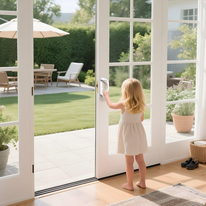 Knobonly Keyless Patio Sliding Door Handle Set White, Replacement Slider