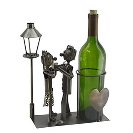 Metal Whimsical Lovers by a Light Post Wine Bottle Holder Characters Kitchen Decor