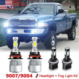 Unbranded 3Side 9004 LED Headlight + Fog Light Bulbs 880 Kit For Dodge Ram 1500 1994-1998