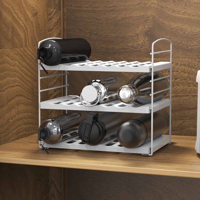 SimpleHouseware Water Bottle Storage Organizer, White