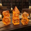 7-Piece Orange Crystal Glass Pattern Polyhedral D6 D20 Dice Set