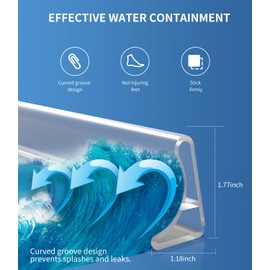 KRUI Collapsible Shower Threshold Water Dam, 55 In, Self Adhesive Shower Edge Water Barrier Stopper, Shower Water Blocker Retention System, Dry and Wet Separation for Bathroom Kitchen Countertop Sink