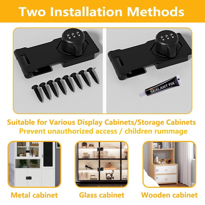 Bifold Door Lock - 2 Pack Closet Lock 3-Digit Anti-Pry