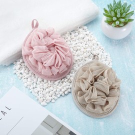 6 piezas de esponja de baño puf de malla de puf de ducha exfoliante cuerpo Loofah ducha Scrubber Ball guante de ducha con flor bola de baño (multicolor)