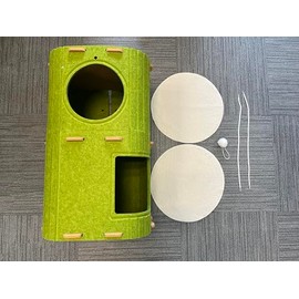 Homegroove 2-Storey Large Cat House for Indoor Cats, Cozy Felt Cat Cave Bed with Tunnel Hideaway, Multi-Cat Condo for Rest & Play (Green, Large)