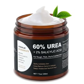 Crema 60% urea para pies y manos con 2% de ácido salicílico, hidratante intensivo para talones secos y agrietados, pies, codos, manos y rodillas, loci