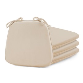 Basic Beyond Kitchen Chair Cushions Set of 4, U Shaped Memory Foam Chair Cushion with Ties, 17 x 16 inches Soft Plush Velvet Chair Pads for Dining Chairs(Khaki)