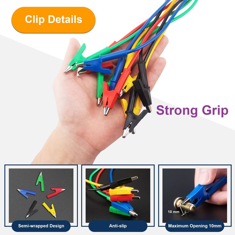 EXQUMART 5 Pcs Heavy Duty Alligator Clips Electrical, Dual Ended