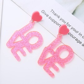 Love Letters Acrylic Dangle Earrings Pink Red Acrylic Love Heart Fashion Earrings for Women Valentine's Day Gifts-Style C