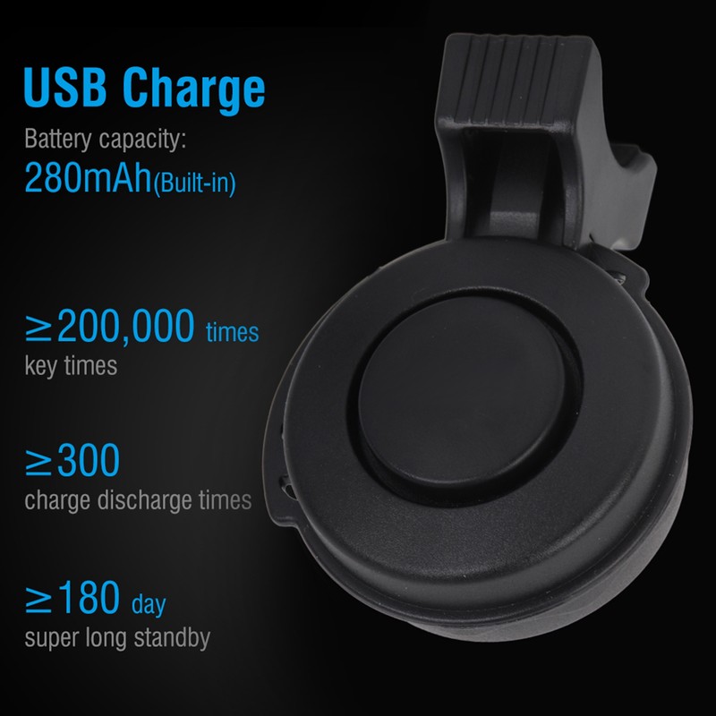 Waterproof Bicycle Horn USB Rechargeable Bike Ring Bell for 22‑31.8mm