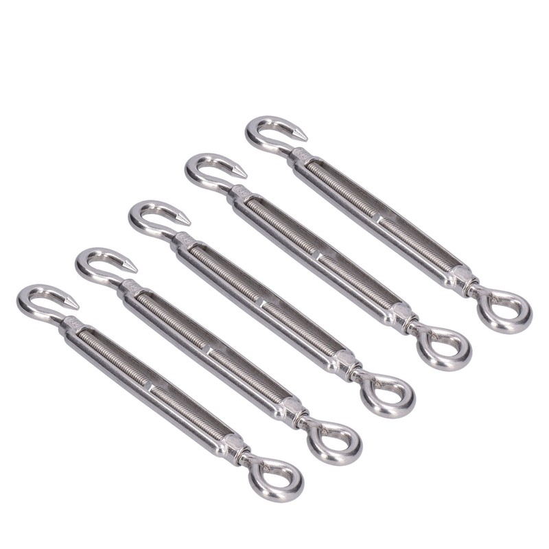 5Pcs Turnbuckle Hook and Eye Wire Rope Tension 304 Stainless