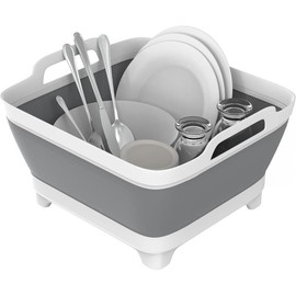 Dishpan, 9L Collapsible Washing Basin (Gray, PP, TPR), Portable Dish Tub with Drain Plug, Space-Saving Drying Rack for Kitchen, Camping, Laundry use - Color: Green