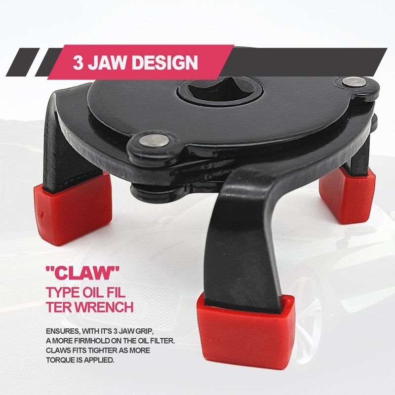 Universal Oil Filter Wrench with 1/2'' Adapter 3/8'' Square Drive