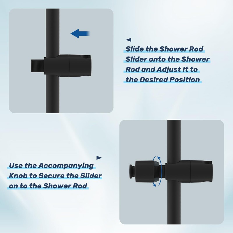 Hibbent Universal Adjustable Shower Holder with Hook - Fits 19-23.5mm