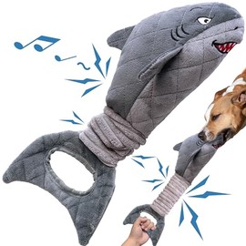 Dog Toys for Small Dogs, Squeaky Tough Dog Toys for Aggressive Chewers, Plush Dog Chew Toys for Teething, Interactive Shark Dog Toys to Keep Them Busy, Puppy Toys for Small, Medium,Large Breeds