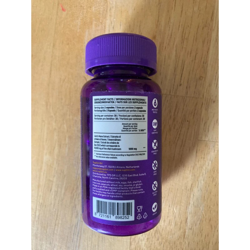 Suplint Lion’s Mane 10,000 MG dietary supplement 60 capsules Mushroom