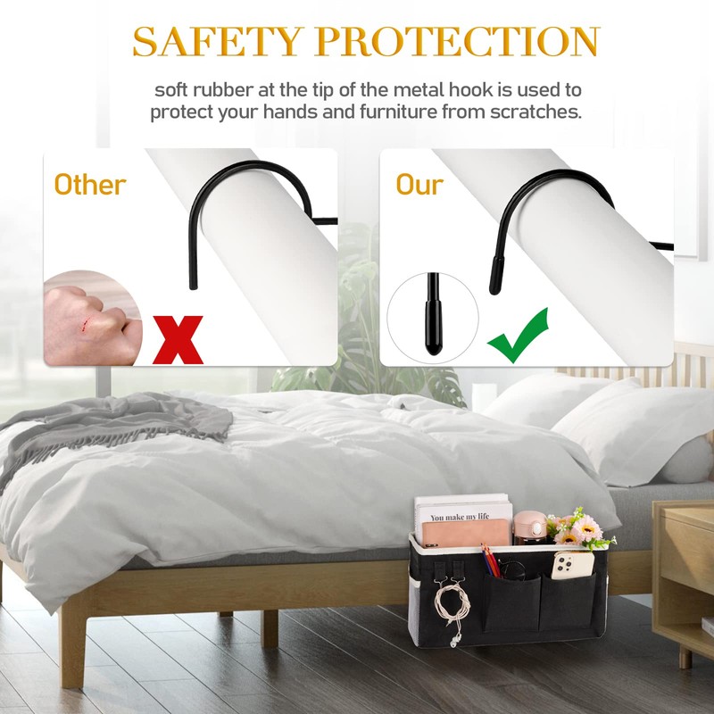 Ozzptuu Bedside Storage Caddy/Bedside Hanging Storage Bag for Headboards Bunk