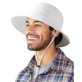 Waterproof Bucket Rain Hat for Men Women Wide Brim Sun Protection Packable Boonie Hat Outdoor Beach Safari Fishing Hat White