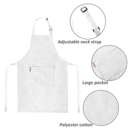 Kids Apron and Chef Hat Set-Adjustable Child Apron for Boys and Girls for Cooking Baking Off-white