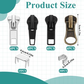 61 Pcs Zipper Fixer, Zippers Repair Kit, Universal #5 Zipper Replacement, Bulk Zippers Slider Replacement Set for Repairing Men's Women's Coats Jackets Luggage Tents Sleeping Bags