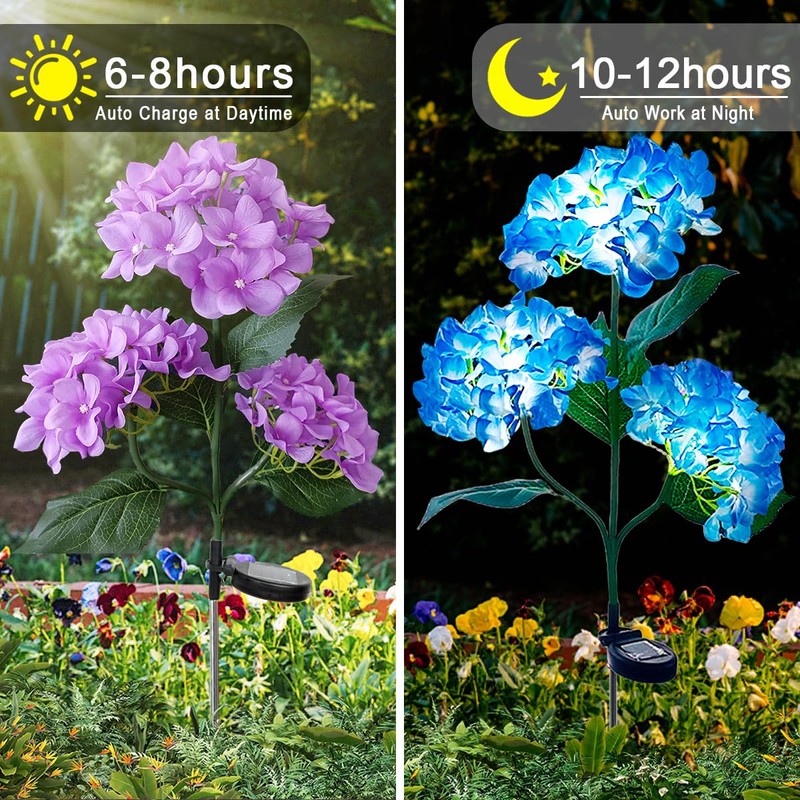 Aolyty Solar Garden Lights Outdoor, Solar Hydrangea Lights IP65 Waterproof