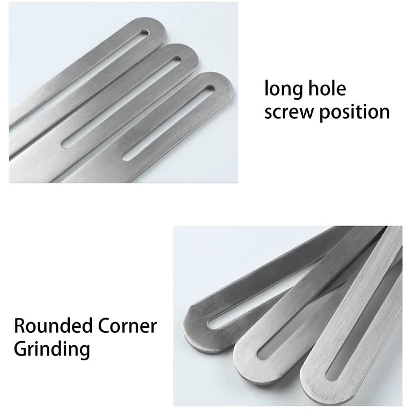 2Pcs Sliver Slotted Brace,Flat Straight Brace Brackets,Adjustable Corner Code,Stainless Steel
