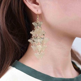 Allereyae Vintage Butterfly Drop Earrings Tribal Totem Drop Earrings Butterfly Dangle Earrings Gold Butterfly Earrings Jewelry for Women (Gold)