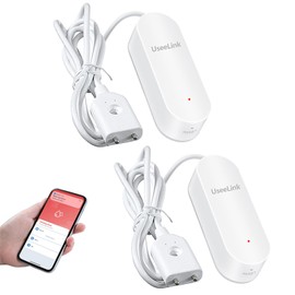 UseeLink Smart WiFi Water Leak Detector, 2.4GHz Wireless, APP Smart Push, Remote Control & App Sharing, Alarm for Home and Office, with Battery Powered,Easy Installation, 2 Packs
