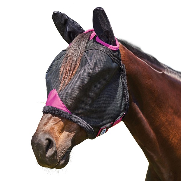 WeatherBeeta ComFiTec Deluxe Durable Mesh Mask with Ears, Black/Purple, Warmblood
