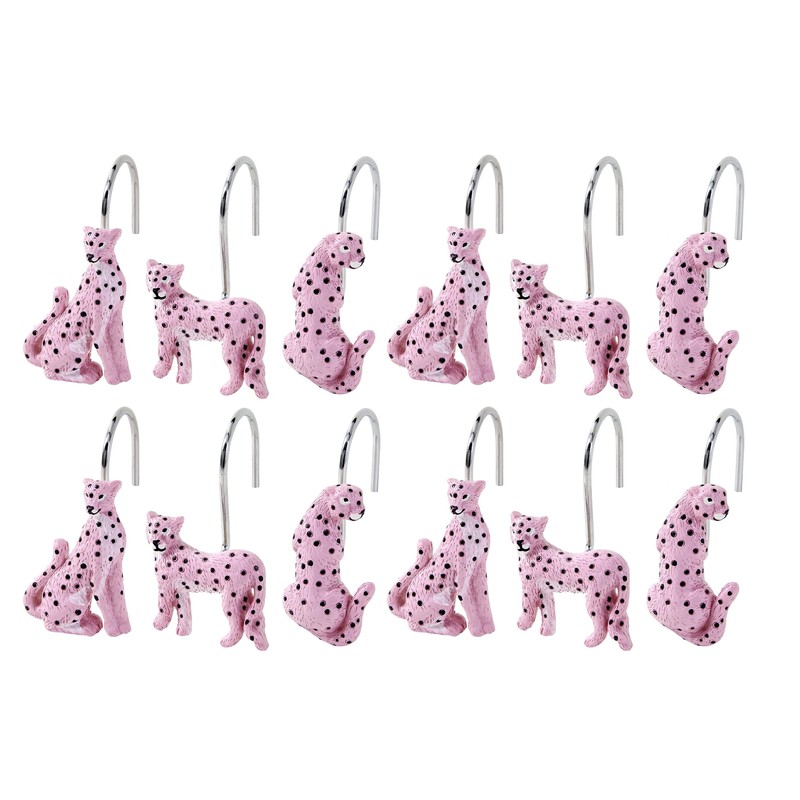 Aldopein Leopard Decorative Shower Curtain Hooks Rings for Summer Tropical