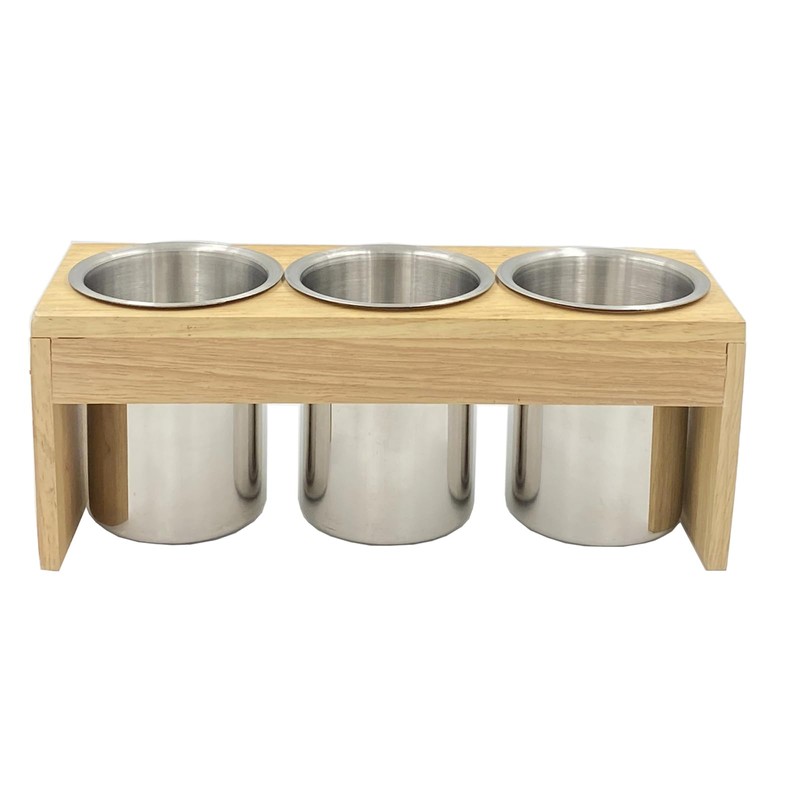 WSKC Flatware Caddy Stainless Steel Cutlery Holder with Wood Base,