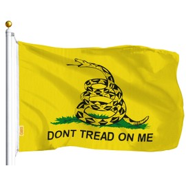 G128 Combo Pack: USA American Flag 3x5 Ft 75D Printed Stars & Gadsden Flag 3x5 Ft 75D Printed