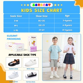 Saracat Age 3-11 Unisex Kids 100% Natural Cotton Socks, Soft Moisture Wicking Dress Crew Socks for Boys and Girls.