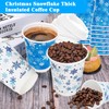 FULJOOY 100 Count Snowflake Paper Cups 12 oz Disposable Beverage