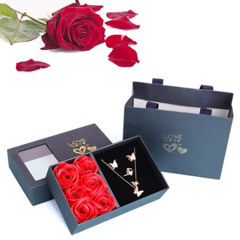 JYCMMFC Rose Ring Box Jewelry Gifts Box Eternal Rose Necklaces Bracelets Box Valentine's Day Christmas Thanksgiving Birthday Romantic for Women Her Mom Wife Girlfriend