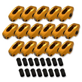 IMOOA 16pcs Roller Rocker Arms 1.6 Ratio 7/16" Stud For Ford SBF 289 302 351W Gold Aluminum