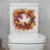 Autumn Maple Wreath Toilet Cover Sticker Decals,Fish Bird Flower Leaf