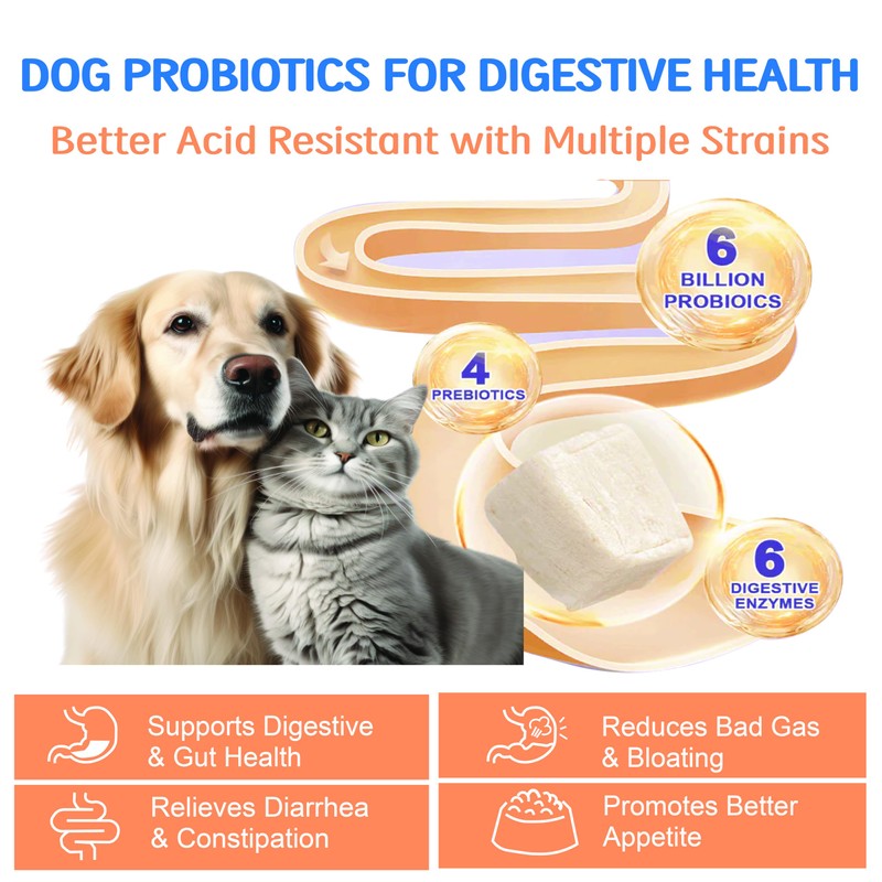 NATRIVIGA Freeze-Dried Probiotics for Dogs with Enzymes, Omega-3 & Zinc