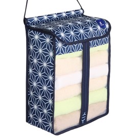 Astro Towel Storage Case, Navy, Japanese Pattern, Towel Stocker, Hanging, Wall Hanging, Storage Holder, 821-81 Medium