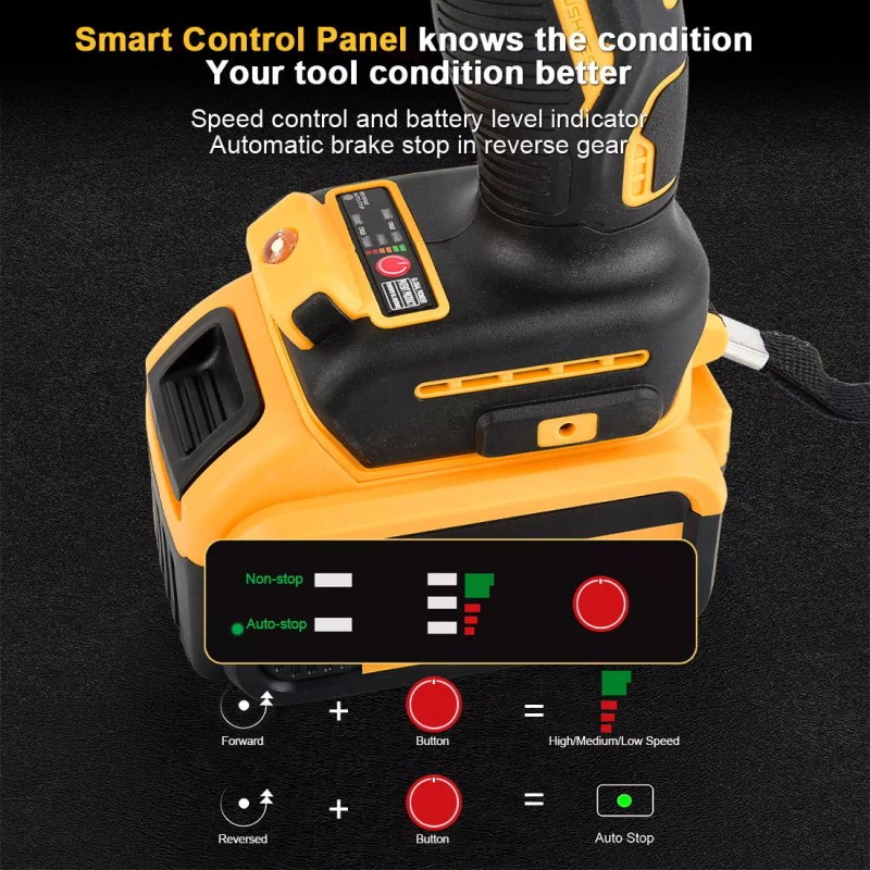 MITOOL KIT Cordless Electric Impact Wrench Gun 1/2'' High Power