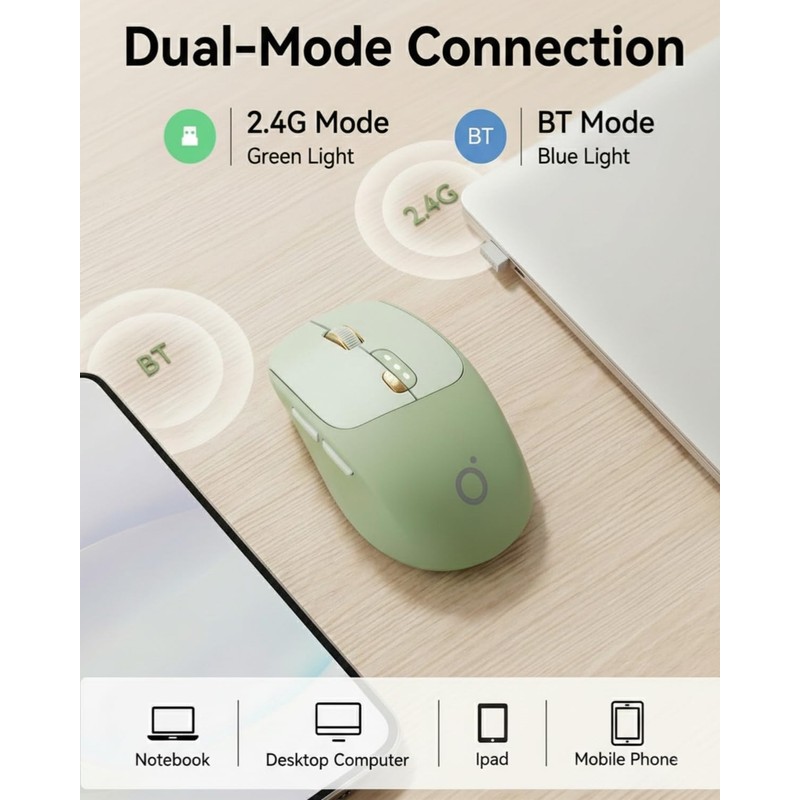 EWEADN Q5 Wireless Mouse, Bluetooth & 2.4G Quiet Computer Mouses