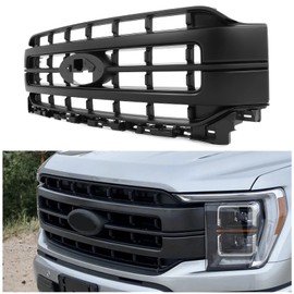 HECASA Front Grille Compatible with 2021-2023 Ford F-150 Replacement for ML348200GE Sport Lariat Grill Painted Black