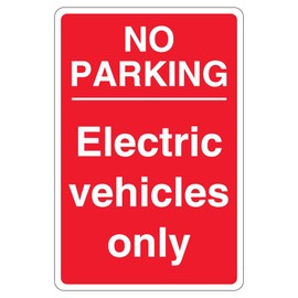 V Safety No Parking Electric Vehicles Only - Red 200 x 300mm - 3mm Aluminium Composite Safety Sign