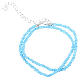 Holibanna Women Choker Necklace Seeds Joker Beads Single Layer Neck Chain Jewellery (Black), Metal, blue