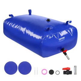 VEVOR 330L/87.17 Gallon Water Storage Bladder, RV Water Tank, 1000D Blue PVC Collapsible Water Storage Containers, Large Capacity Soft Water Bag, Portable Water Bladder, Fire Prevention, Camping