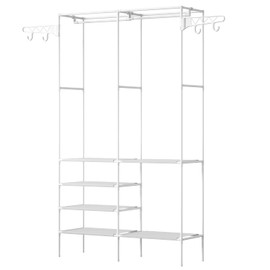 SlickBlue 4-Layer Closet Organizing Rack with Heavy Duty Hanging Rod and Fabric Shelves