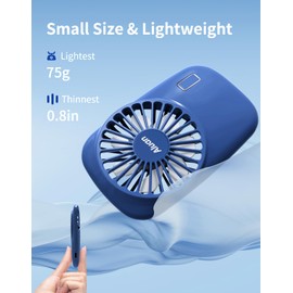 Aluan Handheld Fan Mini Fan Powerful Small Personal Portable Fan Speed Adjustable USB Rechargeable Cooling for Kids Girls Boys Woman Man Home Office Outdoor Travel, Navy Blue