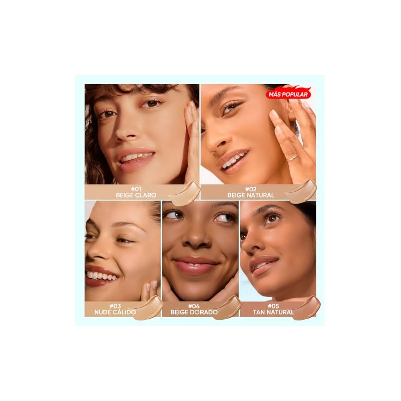 Base Maquillaje Líquida Matte Control Brillo Larga Duración 16h Alta