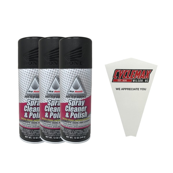CYCLEMAX Three Pack compatible with Honda Spray Cleaner & Polish